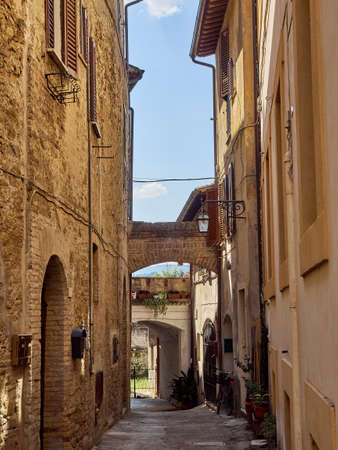 Bevagna streets and houses old medieval cityの写真素材