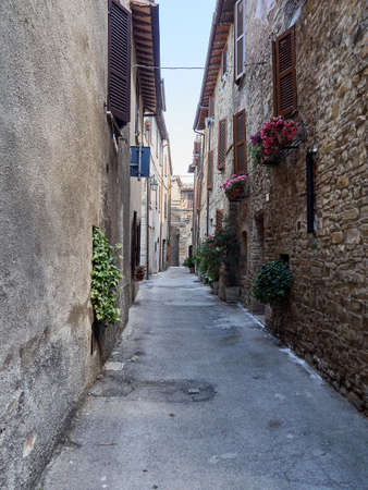Bevagna streets and houses old medieval cityの写真素材