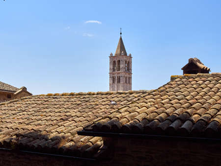 Italy Umbria Assisi summer, views of the city, narrow streets, medieval houses monuments