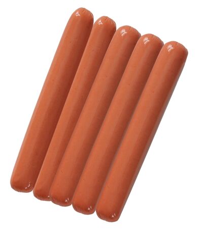 Group of hotdogs isolated on white backgroundの写真素材