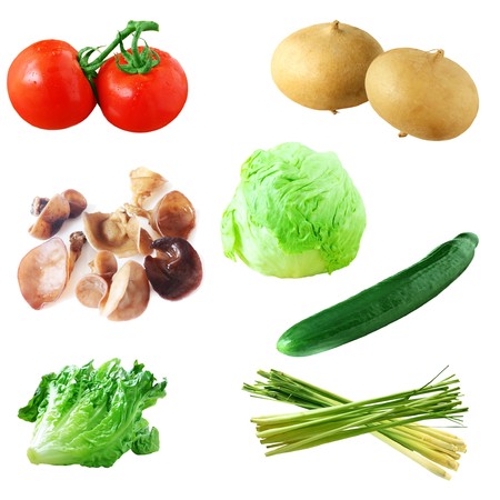 Set of vegetable isolated on white backgroundの写真素材