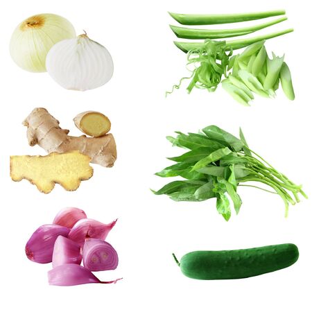 Set of vegetabe isolated on white backgroundの写真素材