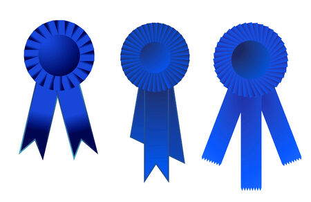 vector illustration of a set of three blue award ribbonsのイラスト素材