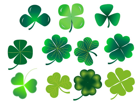 vector illustration of a set of shamrock leavesのイラスト素材