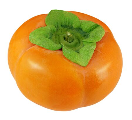 Single persimmon fruit isolated on white backgroundの写真素材