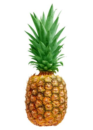 Ripe gold pineapple isolated on white backgroundの写真素材