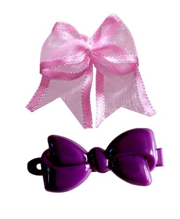 hair clip and bow isolated on white backgroundの写真素材