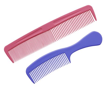 Two hair comb isolated on white backgroundの写真素材