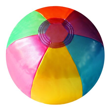 Plastic beach ball isolated on white backgroundの写真素材