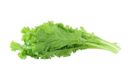 Mustard green leaves isolated on white