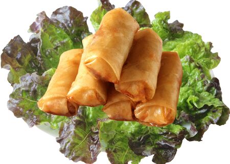 Eggrolls on lettuce