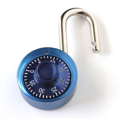 blue lock isolated on white backgroundの写真素材