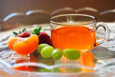 Orange juice and fruitsの写真素材