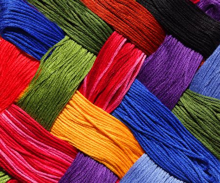 Colorful pattern lattice background from embroidery threadの写真素材