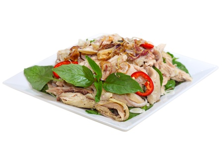 Chicken salad Vietnamese cuisine called ga xe phay with onions  and herbs 