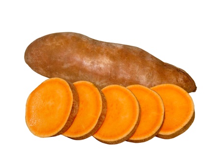 Sweet potatoes yams isolated on white backgroundの写真素材