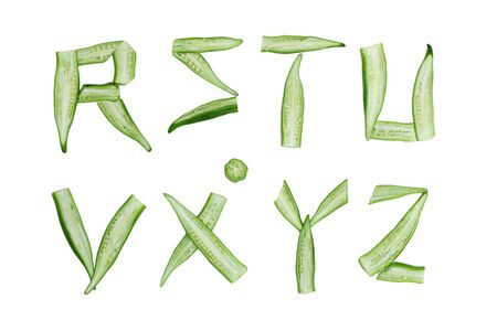 Set of alphabet letters from R to Z made from okraの写真素材