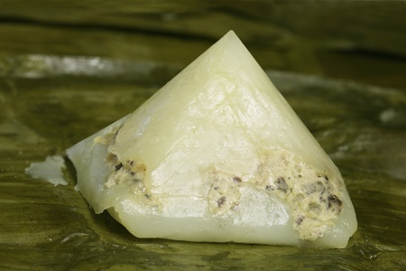 Steamed rice pyramid dumpling with pork and wood ear mushroomsの写真素材