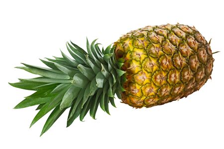 Fresh pineapple isolated on whiteの写真素材