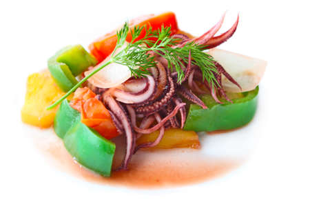 Stir Fried Tentacle Squid with vegetableの写真素材