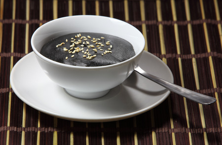 Sweet Delicious creamy black sesame tahini soupの写真素材