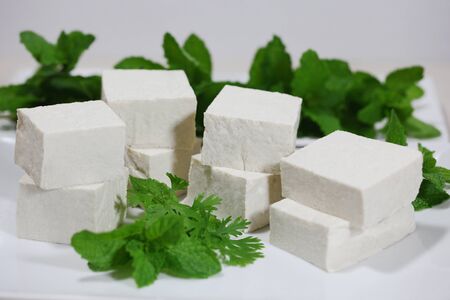 Homemade Bean Curd Totu making from soybeans and vinegarの写真素材