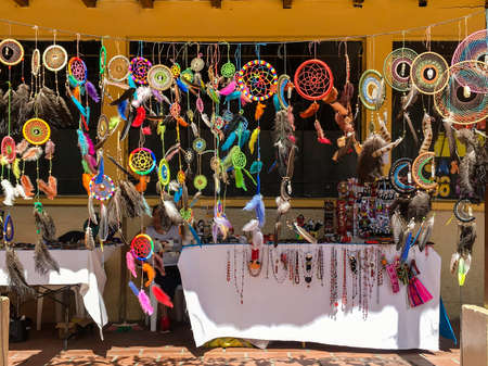Artisan market selling dream catchers in Ecuadorのeditorial素材