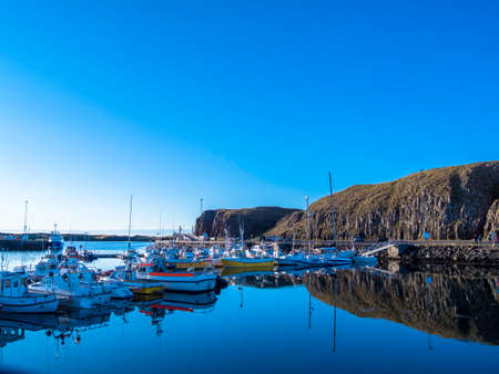 Scenic view of the Port of Stykkisholmur in Eastern Icelandのeditorial素材