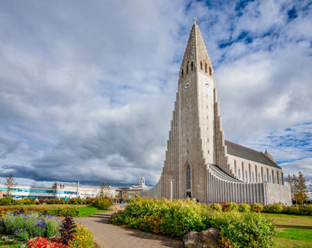 Hallgrimskirkja Church in Reykjavik Icelandのeditorial素材