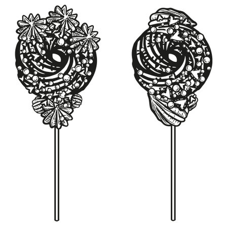 Vector graphic meringue lollipops with sprinkles with hearts. Set for Valentine's Day, Weddings, Holidays. Collection for festive designer packaging, textiles, scrapbookingのイラスト素材