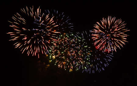 Colorful fireworks on the black sky for new year