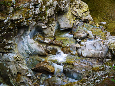 River deep in mountain forest. Nature composition.の写真素材