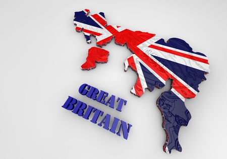 3D Illustration of United Kingdom map with as Flagの写真素材