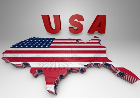 USA. mapped flag in 3D Illustration politics and patriotism.の写真素材