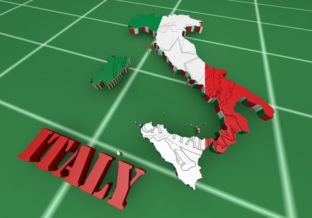3D Map illustration of Italy with flagの写真素材