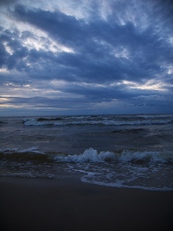 Waves in the Baltic Sea in the eveningの写真素材