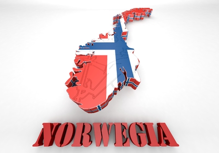 3d map illustration of Norway with Flagの写真素材