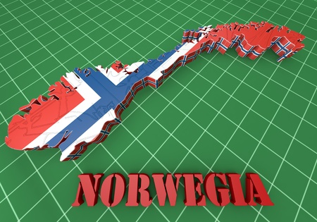 3d map illustration of Norway with Flagの写真素材