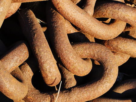 Old Rusty anchor chains from military ship