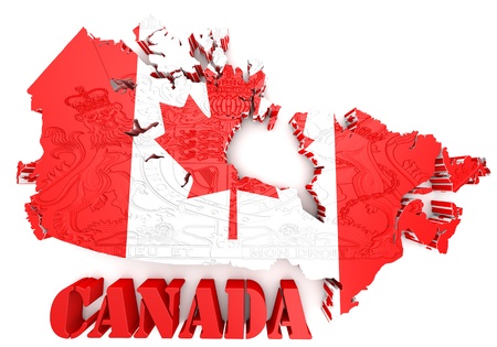 Map of Canada with flag colors. 3d render illustration.の写真素材