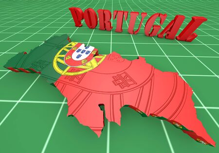 Map illustration of Portugal with map and coat of armsの写真素材