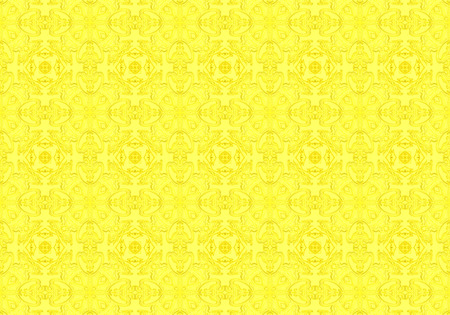 Yellow Ethnic pattern. Abstract kaleidoscope fabric design.の写真素材