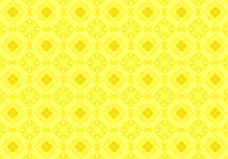 Yellow Ethnic pattern. Abstract kaleidoscope fabric design.の写真素材