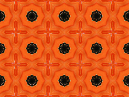 Orange Ethnic pattern. Abstract kaleidoscope fabric design.