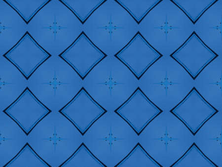 Blue Ethnic pattern. Abstract kaleidoscope fabric design.