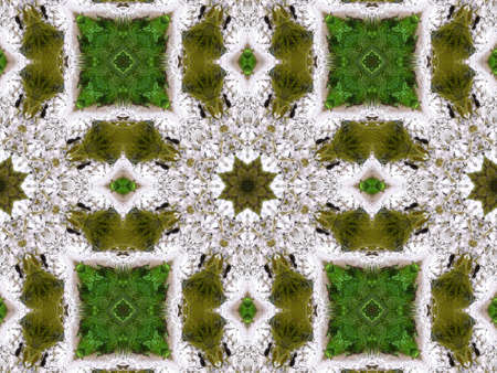 Green Ethnic pattern. Abstract kaleidoscope fabric design.