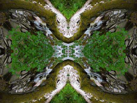 Green Ethnic pattern. Abstract kaleidoscope fabric design.