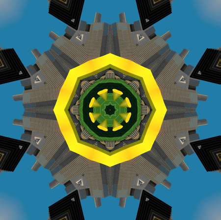 Blue Ethnic pattern. Abstract kaleidoscope fabric design.