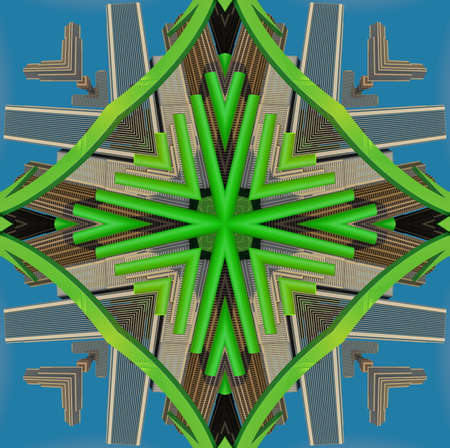 Blue Ethnic pattern. Abstract kaleidoscope fabric design.の写真素材