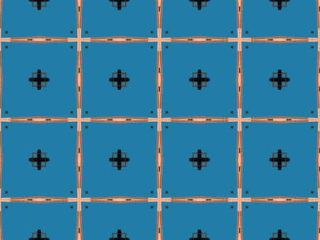 Blue Ethnic pattern. Abstract kaleidoscope fabric design.